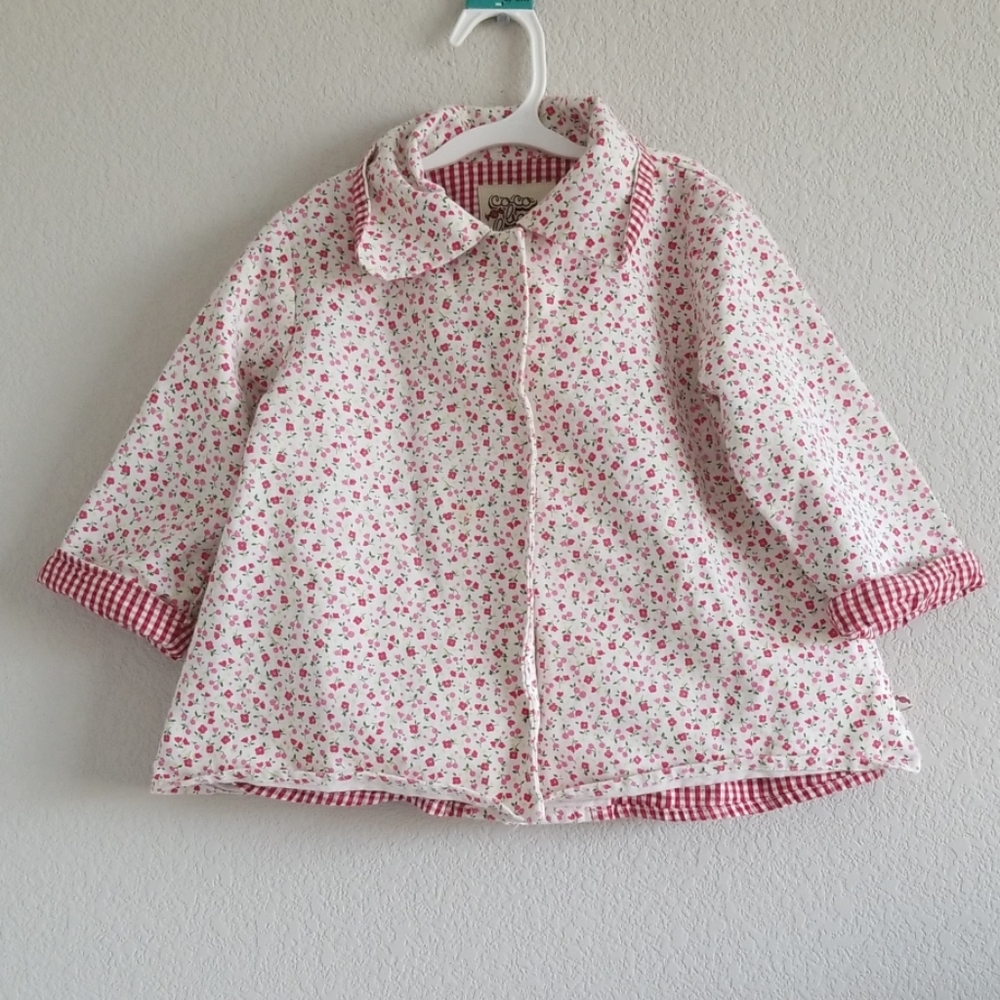 Coco Bon Bons Pink Red Floral Checked Swing Jacket